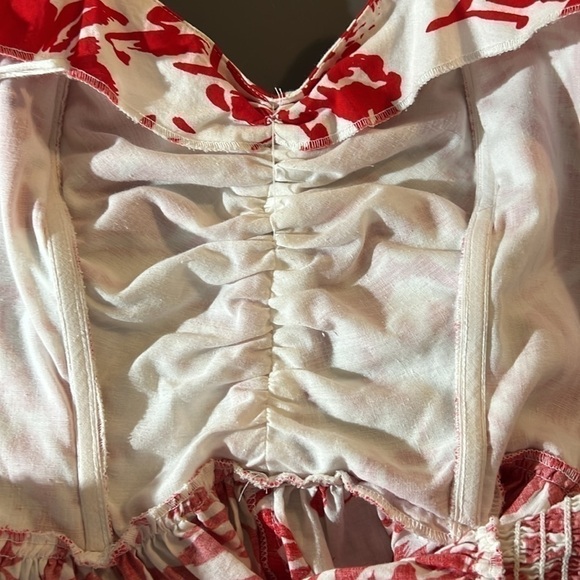 EUC Vintage Robbie Bee Pin-Up Style Red White Print Pockets Boned Bodice M - Picture 10 of 15